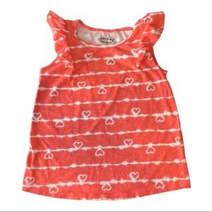 Coral Ruffle Sleeve Heart Tank Top